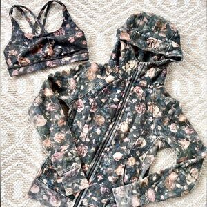 Lululemon Frosted Rose Zip-Up Scuba Hoodie and Sports Bra MATCHING SET BUNDLE